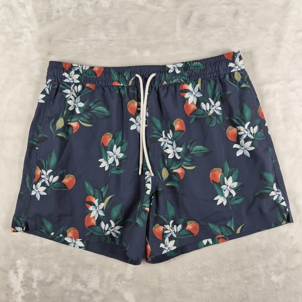 Abercrombie & Fitch Swim Trunks Shorts Men's Medium Blue Relaxed Stretch Floral